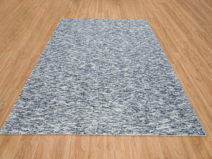 8'1" x 10'0" New Hand Loomed Blue Wool Rectangle Oriental Rug - MOA10265241