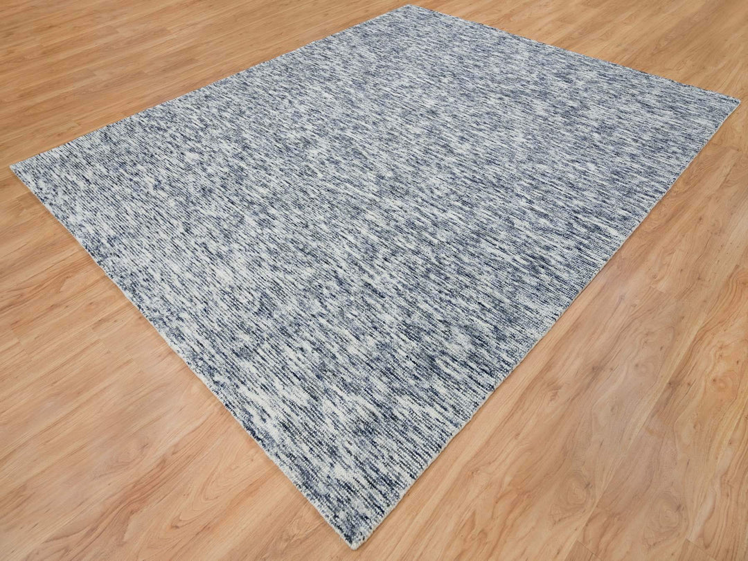 8'1" x 10'0" New Hand Loomed Blue Wool Rectangle Oriental Rug - MOA10265241