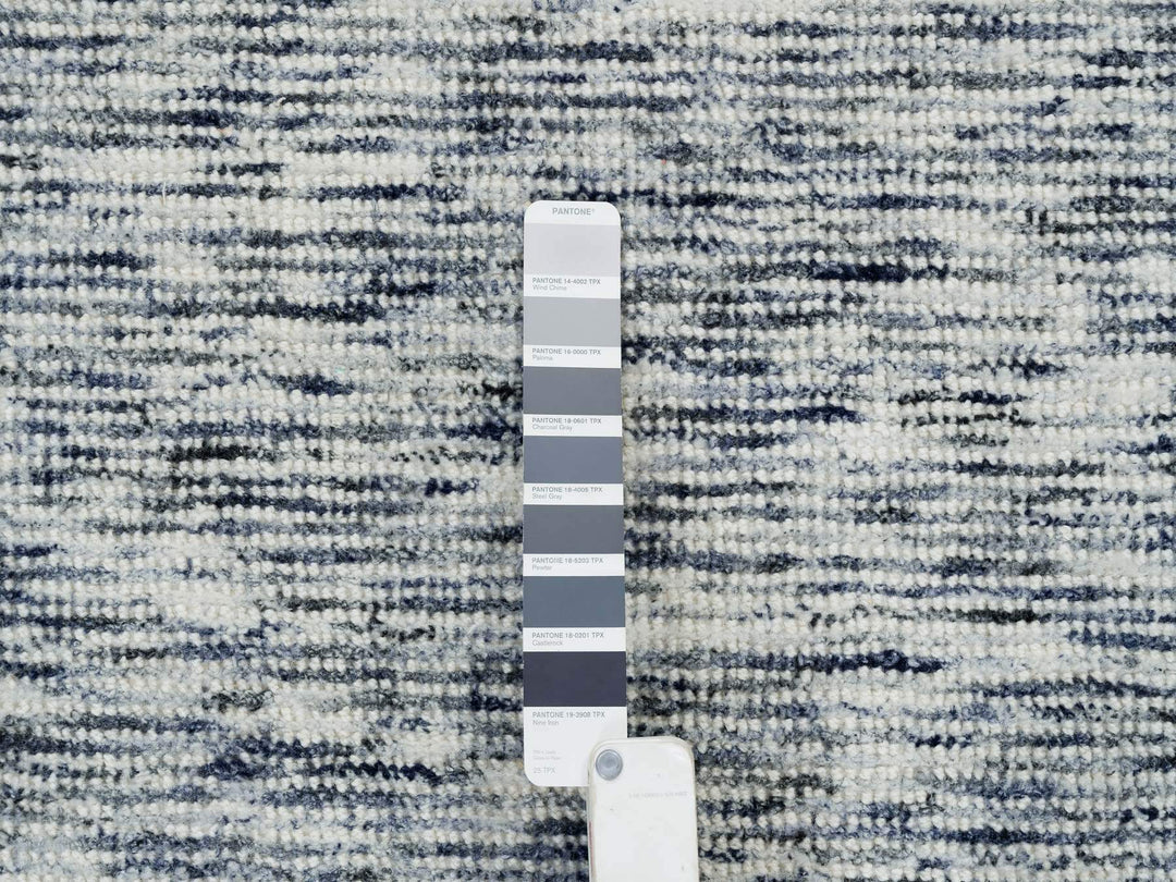 8'1" x 10'0" New Hand Loomed Blue Wool Rectangle Oriental Rug - MOA10265241