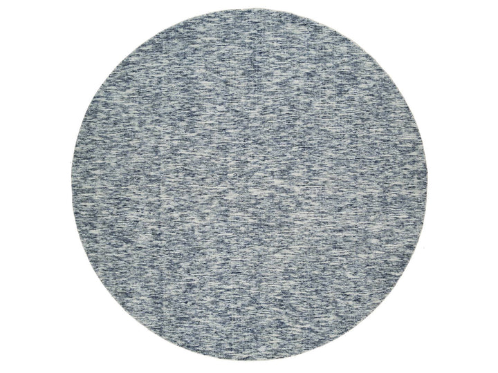 10'0" x 10'0" New Hand Loomed Blue Wool Round Oriental Rug - MOA10265242