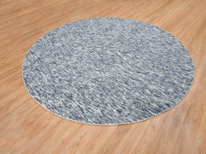 10'0" x 10'0" New Hand Loomed Blue Wool Round Oriental Rug - MOA10265242