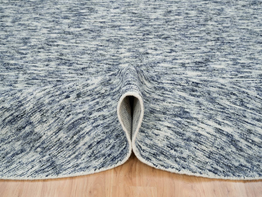 10'0" x 10'0" New Hand Loomed Blue Wool Round Oriental Rug - MOA10265242