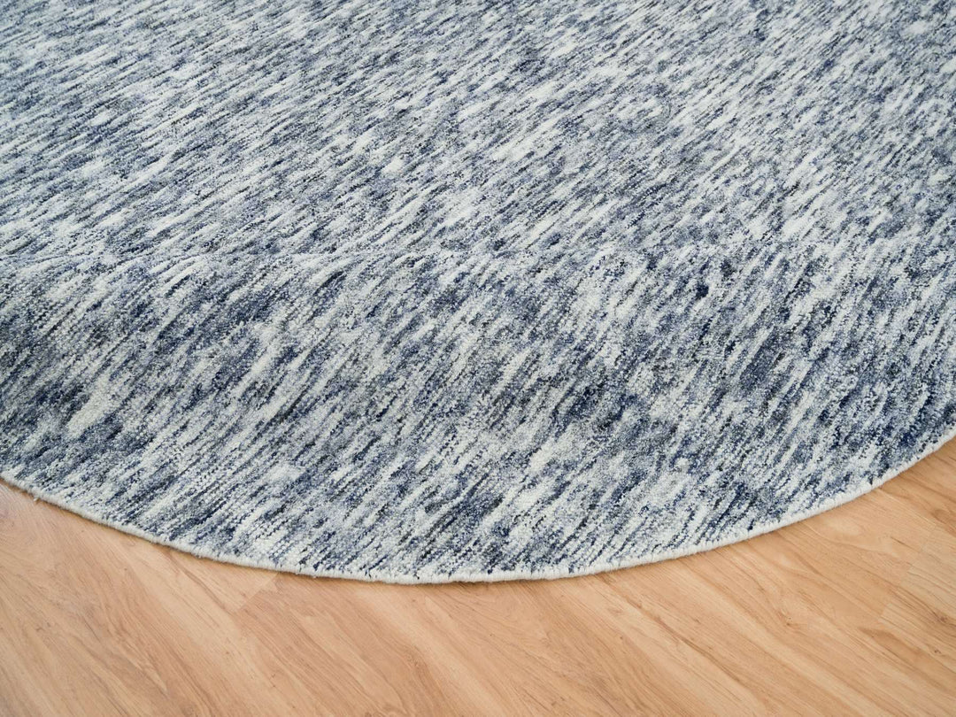 10'0" x 10'0" New Hand Loomed Blue Wool Round Oriental Rug - MOA10265242