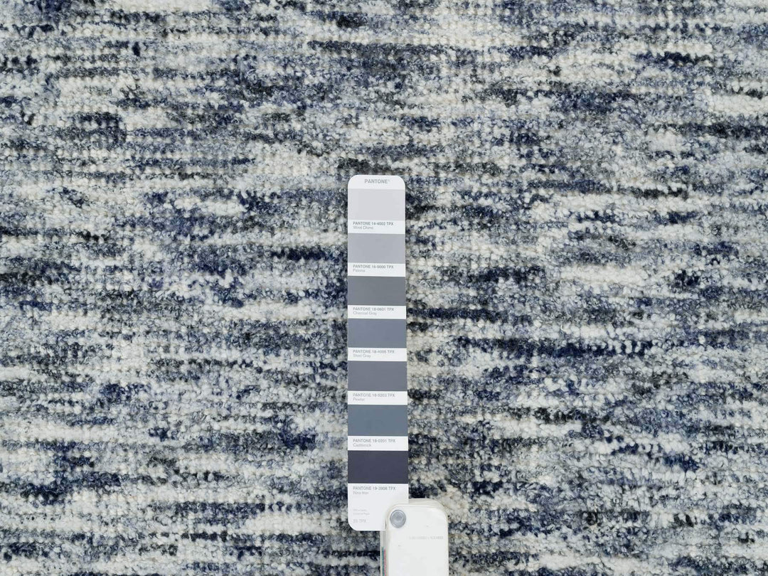 10'0" x 10'0" New Hand Loomed Blue Wool Round Oriental Rug - MOA10265242