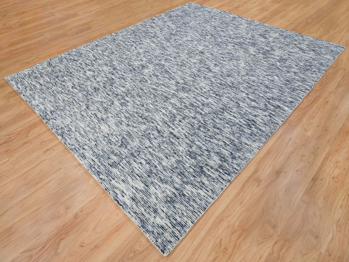 8'2" x 10'0" New Hand Loomed Blue Wool Rectangle Oriental Rug - MOA10265243