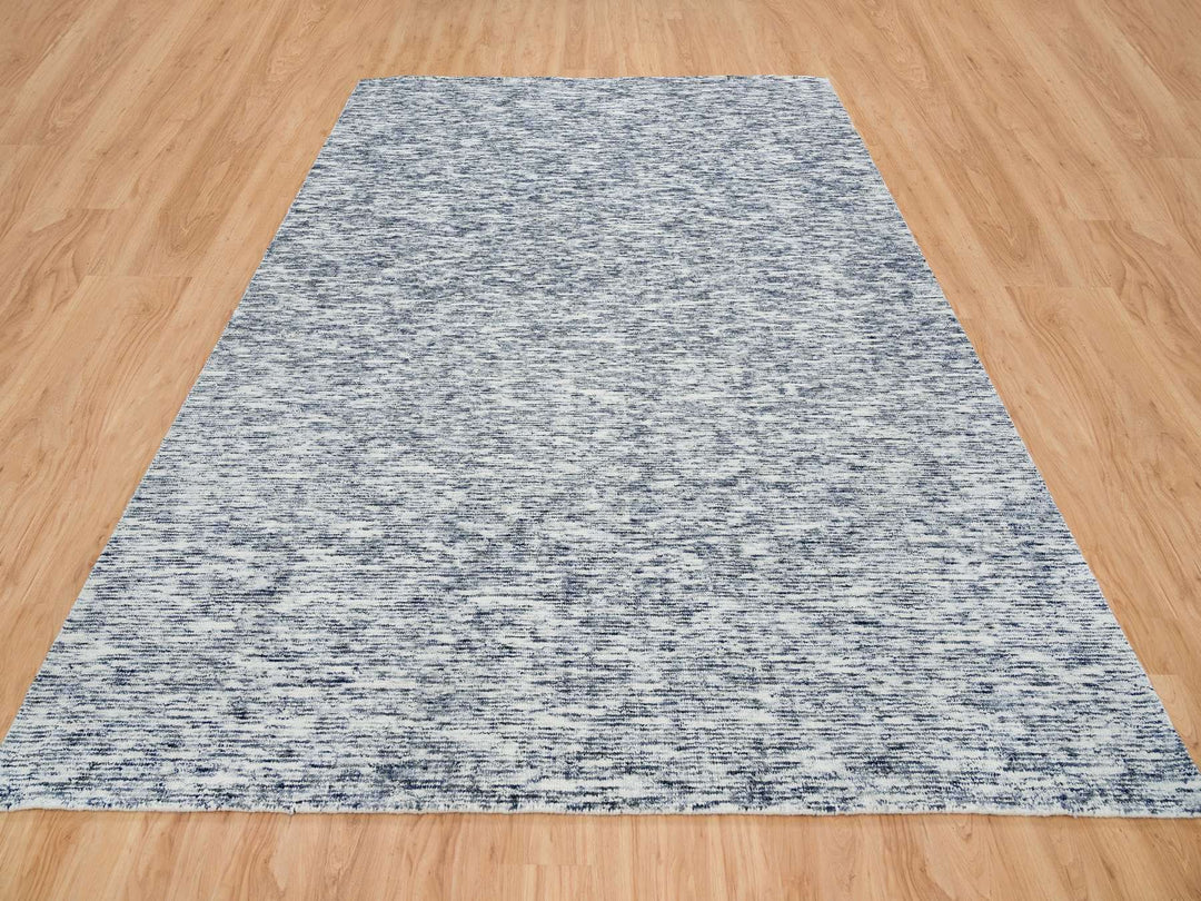 9'0" x 12'0" New Hand Loomed Blue Wool Rectangle Oriental Rug - MOA10265247