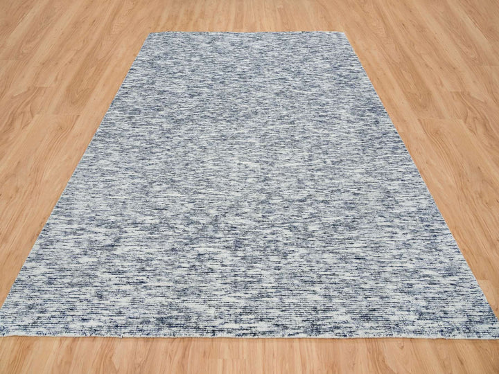 9'0" x 12'0" New Hand Loomed Blue Wool Rectangle Oriental Rug - MOA10265247