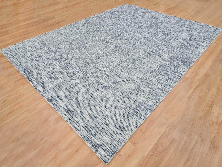 9'0" x 12'0" New Hand Loomed Blue Wool Rectangle Oriental Rug - MOA10265247