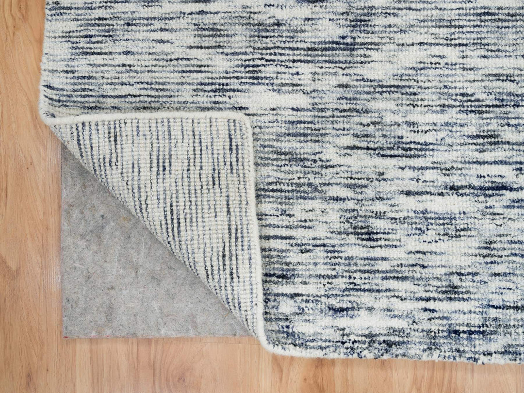 9'0" x 12'0" New Hand Loomed Blue Wool Rectangle Oriental Rug - MOA10265247