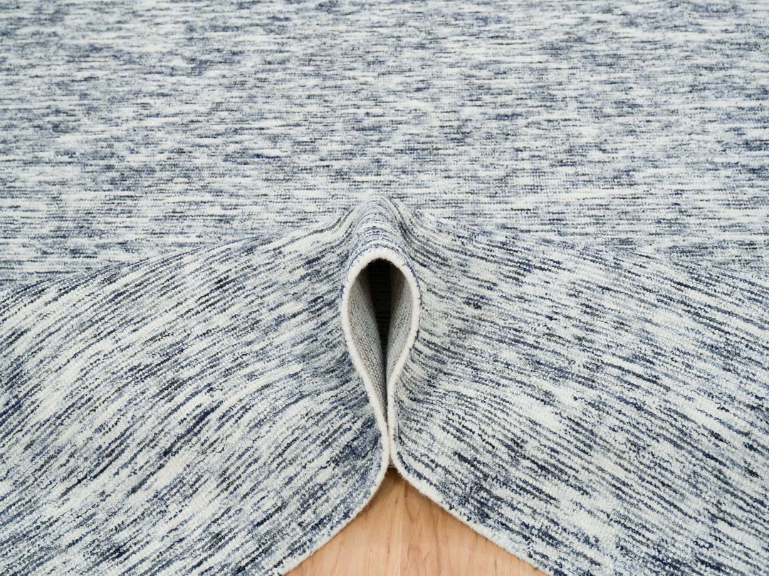 9'0" x 12'0" New Hand Loomed Blue Wool Rectangle Oriental Rug - MOA10265247