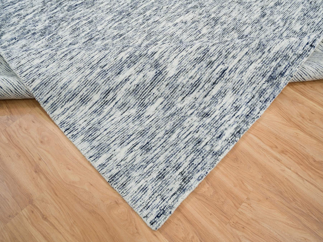 9'0" x 12'0" New Hand Loomed Blue Wool Rectangle Oriental Rug - MOA10265247