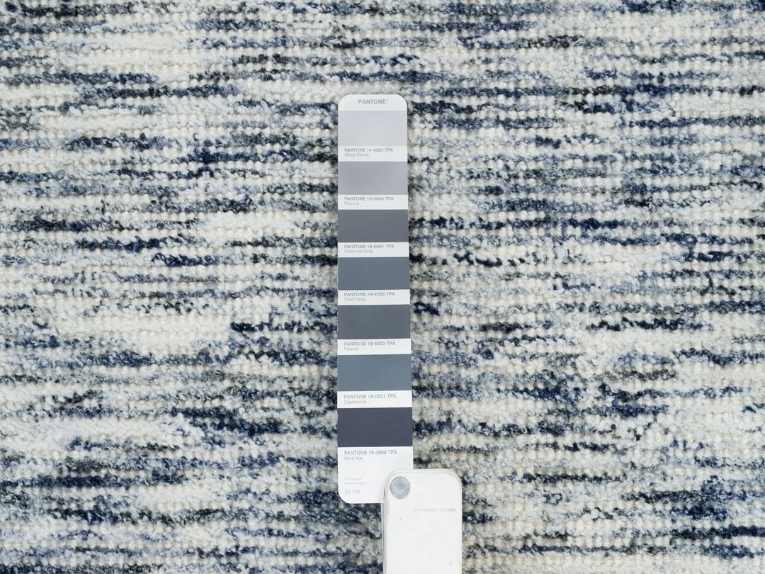 9'0" x 12'0" New Hand Loomed Blue Wool Rectangle Oriental Rug - MOA10265247