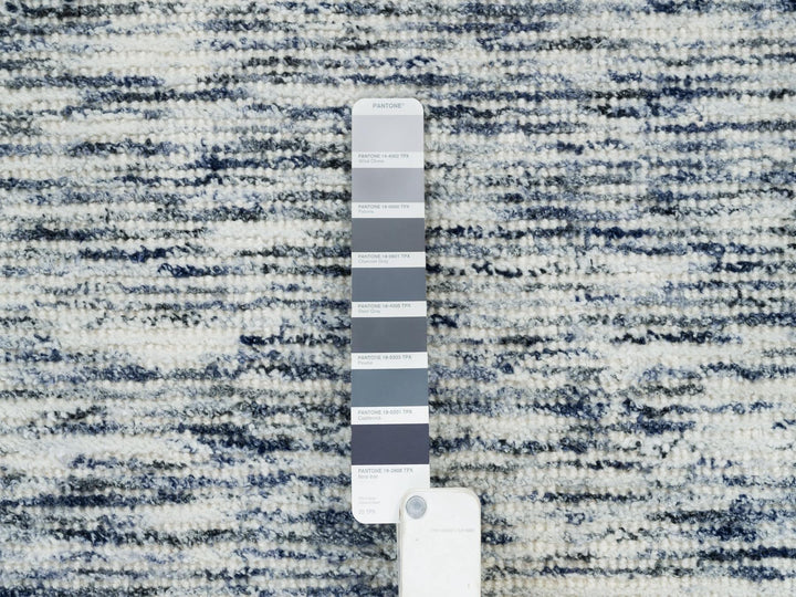 9'0" x 12'0" New Hand Loomed Blue Wool Rectangle Oriental Rug - MOA10265247