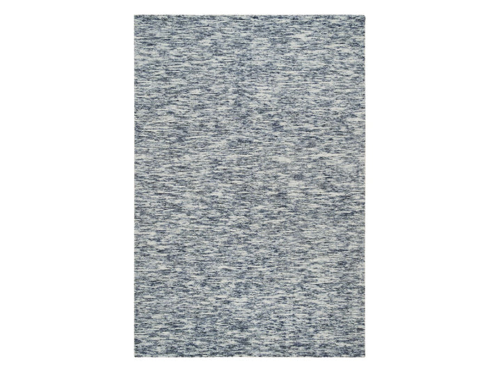 6'1" x 9'1" New Hand Loomed Blue Wool Rectangle Oriental Rug - MOA10265249