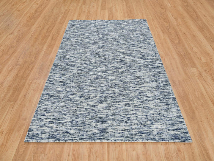 6'1" x 9'1" New Hand Loomed Blue Wool Rectangle Oriental Rug - MOA10265250