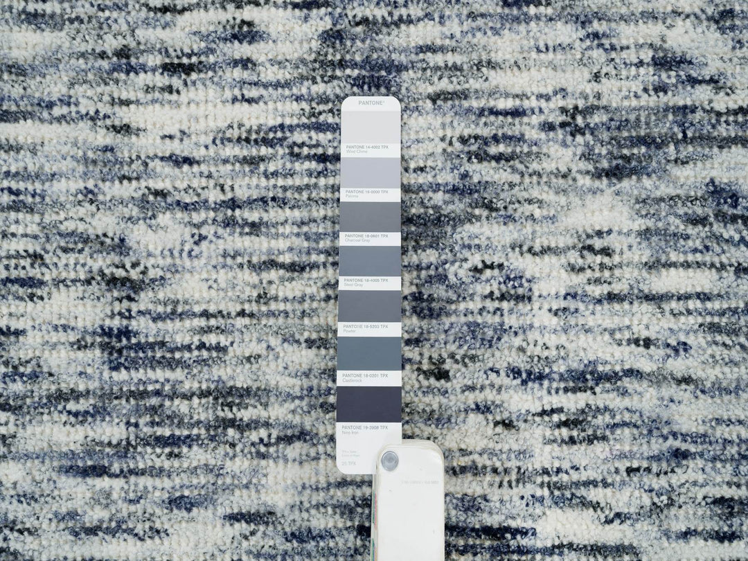 6'1" x 9'1" New Hand Loomed Blue Wool Rectangle Oriental Rug - MOA10265250