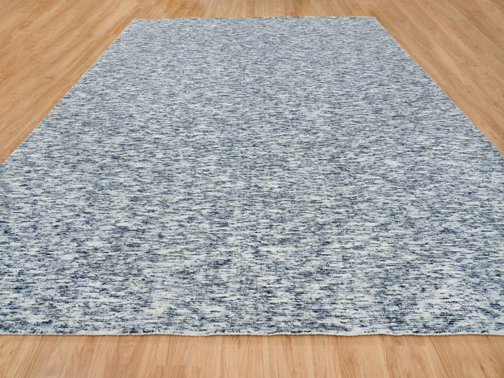 12'2" x 15'0" New Hand Loomed Blue Wool Rectangle Oriental Rug - MOA10265251