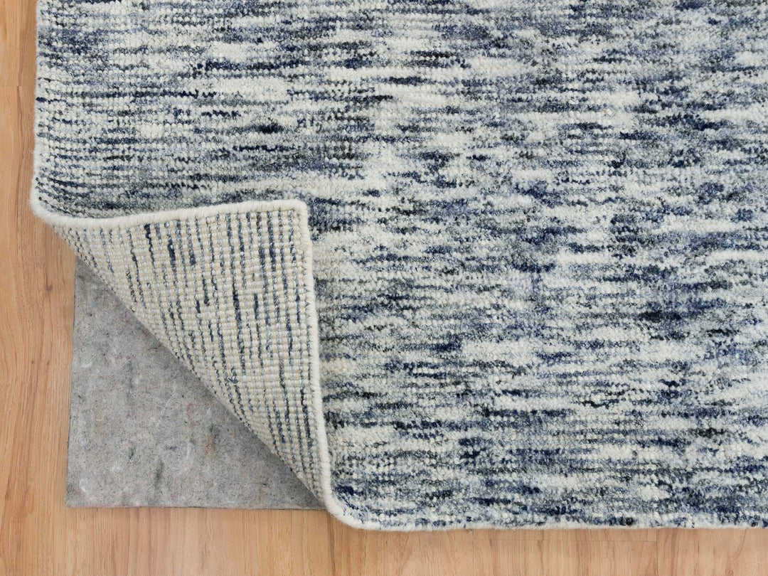 12'2" x 15'0" New Hand Loomed Blue Wool Rectangle Oriental Rug - MOA10265251