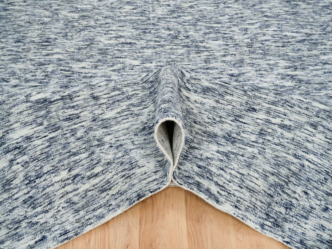 12'2" x 15'0" New Hand Loomed Blue Wool Rectangle Oriental Rug - MOA10265251