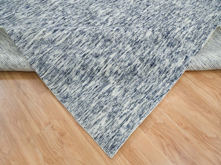 12'2" x 15'0" New Hand Loomed Blue Wool Rectangle Oriental Rug - MOA10265251