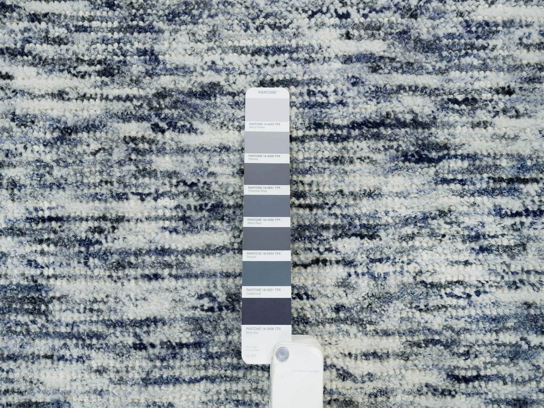 12'2" x 15'0" New Hand Loomed Blue Wool Rectangle Oriental Rug - MOA10265251