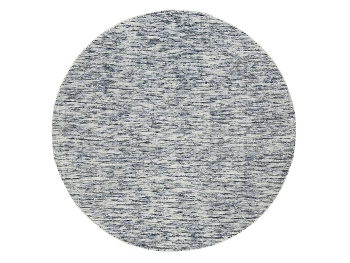 5'10" x 5'10" New Hand Loomed Blue Wool Round Oriental Rug - MOA10265253