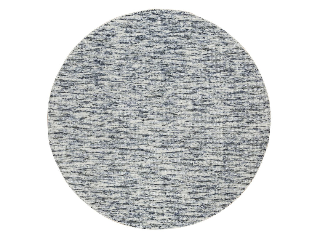 5'10" x 5'10" New Hand Loomed Blue Wool Round Oriental Rug - MOA10265253