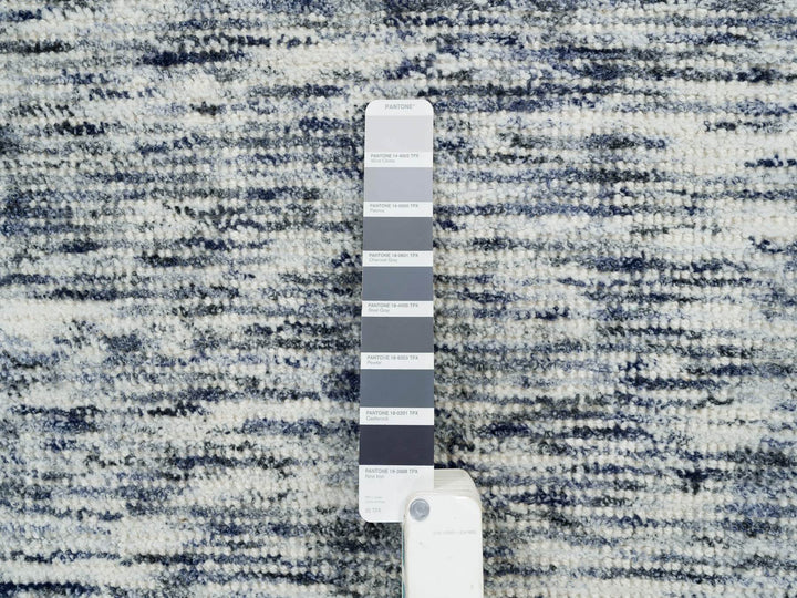 5'10" x 5'10" New Hand Loomed Blue Wool Round Oriental Rug - MOA10265253