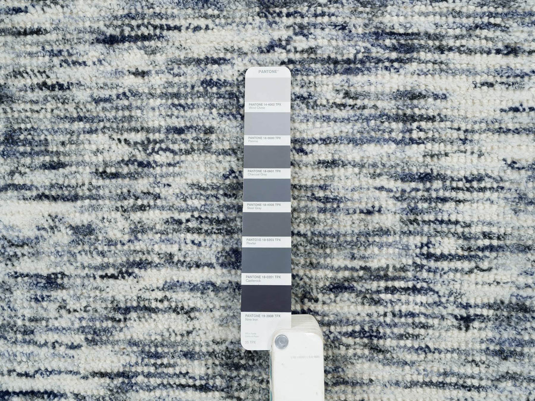 5'10" x 5'10" New Hand Loomed Blue Wool Round Oriental Rug - MOA10265253