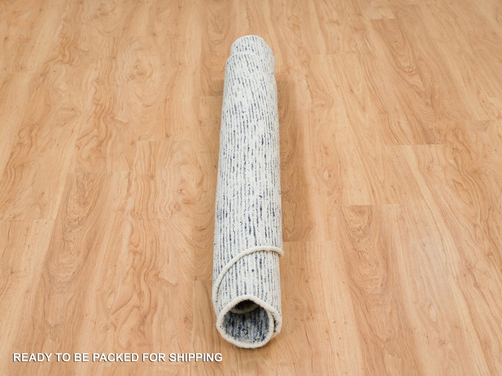 5'10" x 5'10" New Hand Loomed Blue Wool Round Oriental Rug - MOA10265253