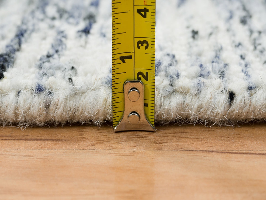 5'10" x 5'10" New Hand Loomed Blue Wool Round Oriental Rug - MOA10265253