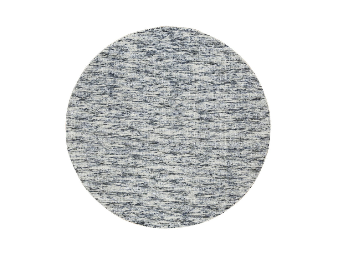 6'0" x 6'0" New Hand Loomed Blue Wool Round Oriental Rug - MOA10265254