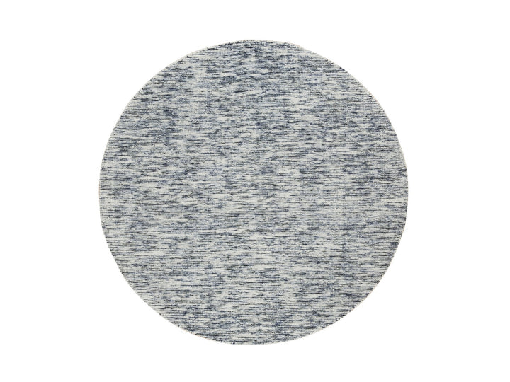 6'0" x 6'0" New Hand Loomed Blue Wool Round Oriental Rug - MOA10265254