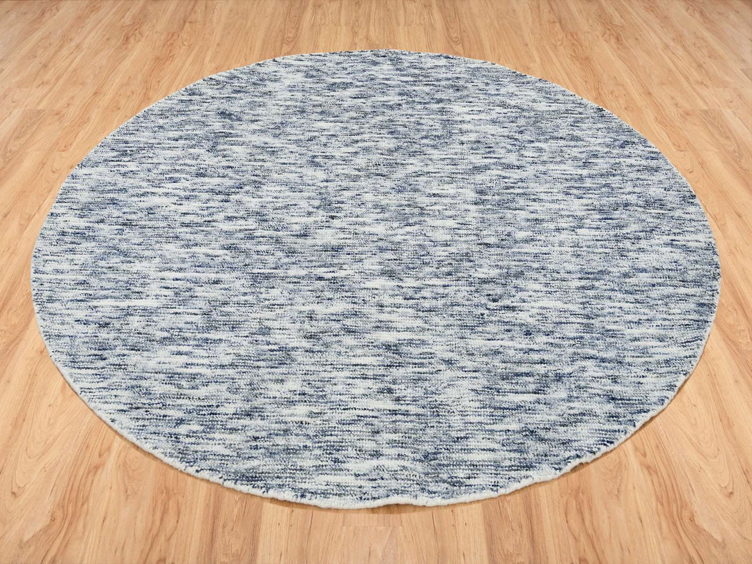 6'0" x 6'0" New Hand Loomed Blue Wool Round Oriental Rug - MOA10265254