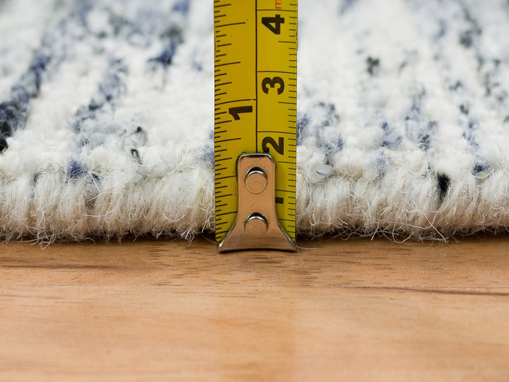 6'0" x 6'0" New Hand Loomed Blue Wool Round Oriental Rug - MOA10265254