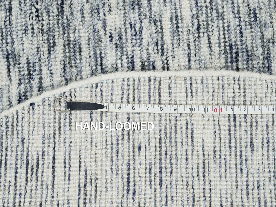 6'0" x 6'0" New Hand Loomed Blue Wool Round Oriental Rug - MOA10265254