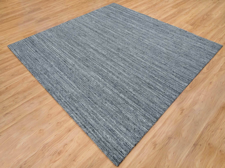 8'1" x 8'0" New Hand Loomed Grey Wool Square Oriental Rug - MOA10265416