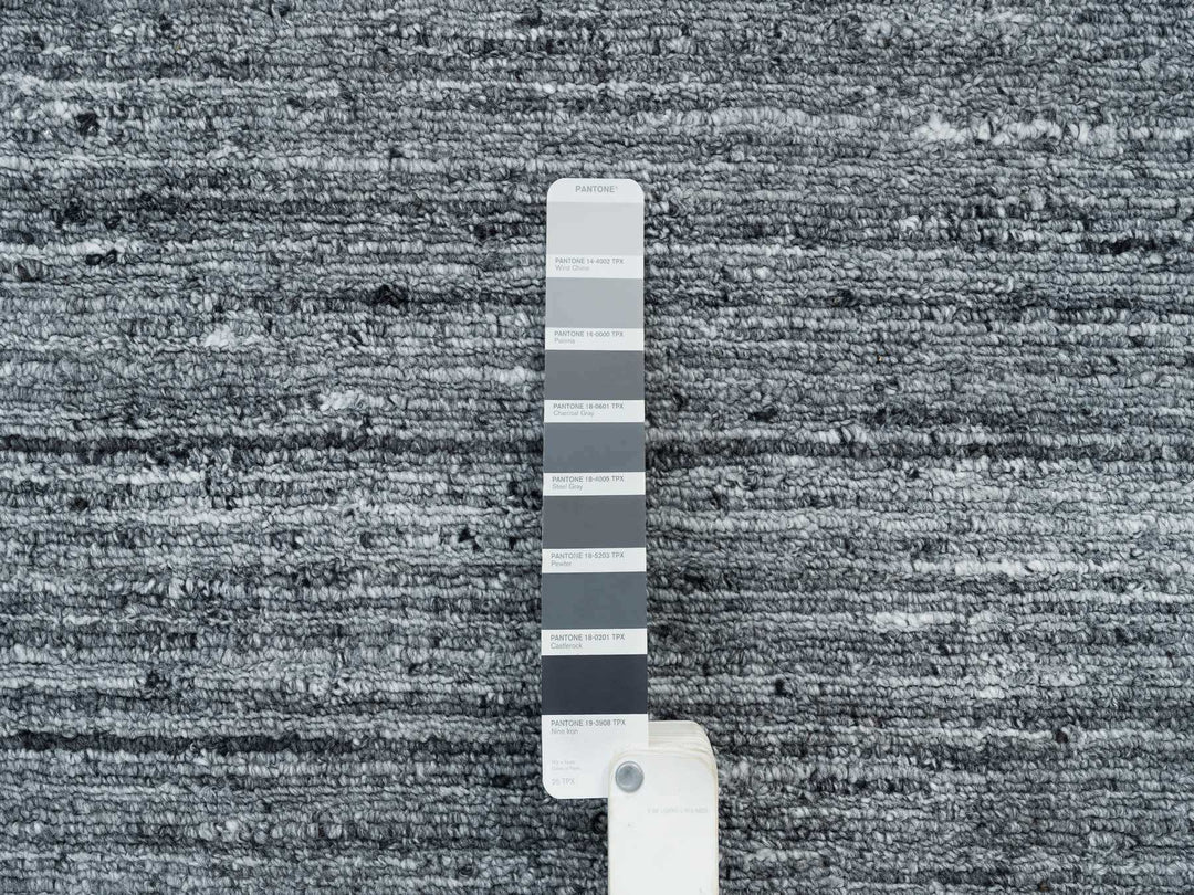 8'1" x 8'0" New Hand Loomed Grey Wool Square Oriental Rug - MOA10265416