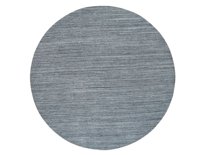 12'0" x 12'0" New Hand Loomed Grey Wool Round Oriental Rug - MOA10265417