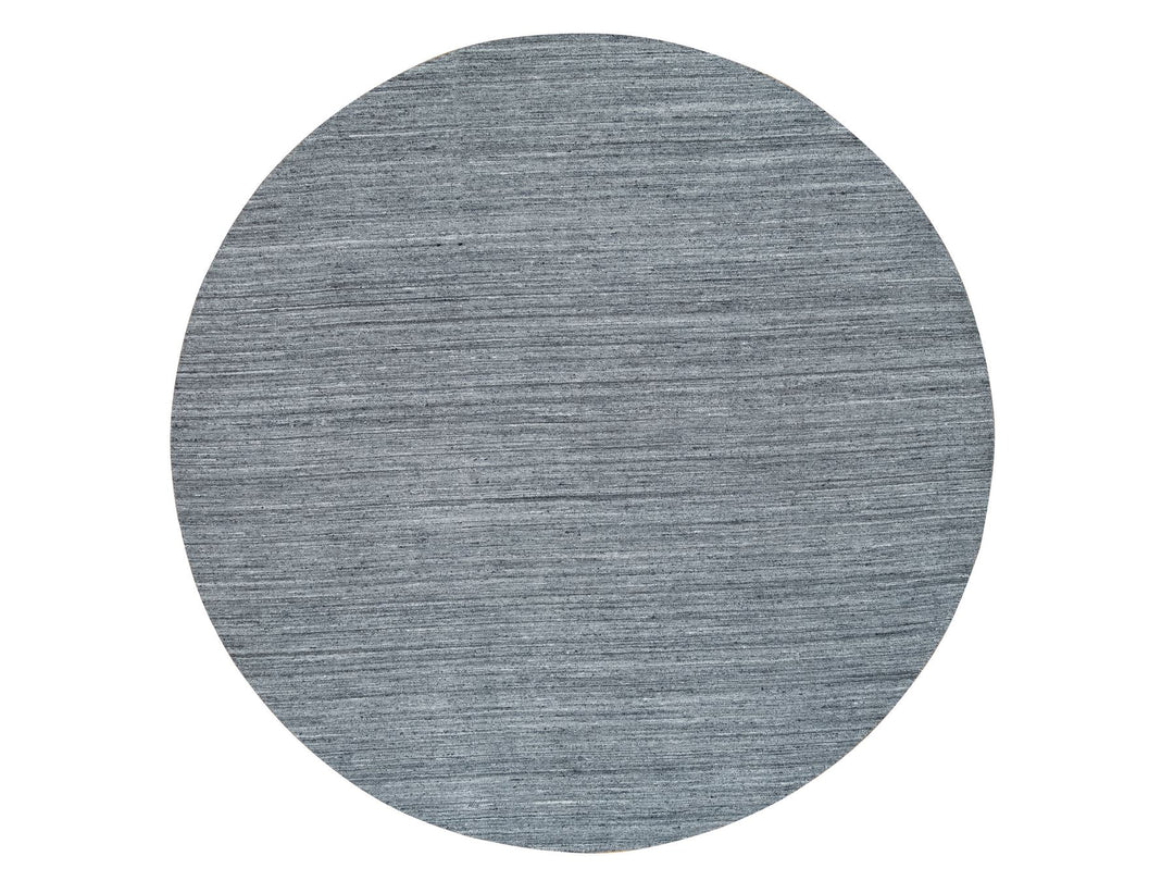 12'0" x 12'0" New Hand Loomed Grey Wool Round Oriental Rug - MOA10265417