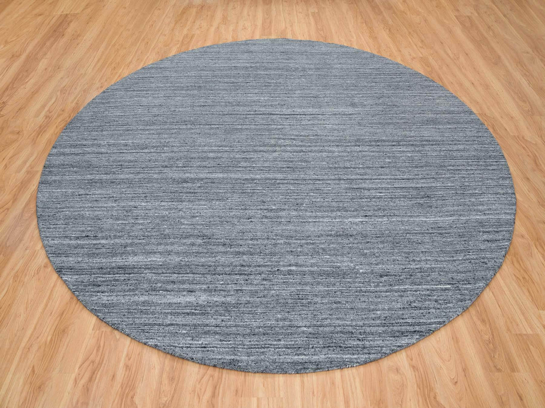 12'0" x 12'0" New Hand Loomed Grey Wool Round Oriental Rug - MOA10265417