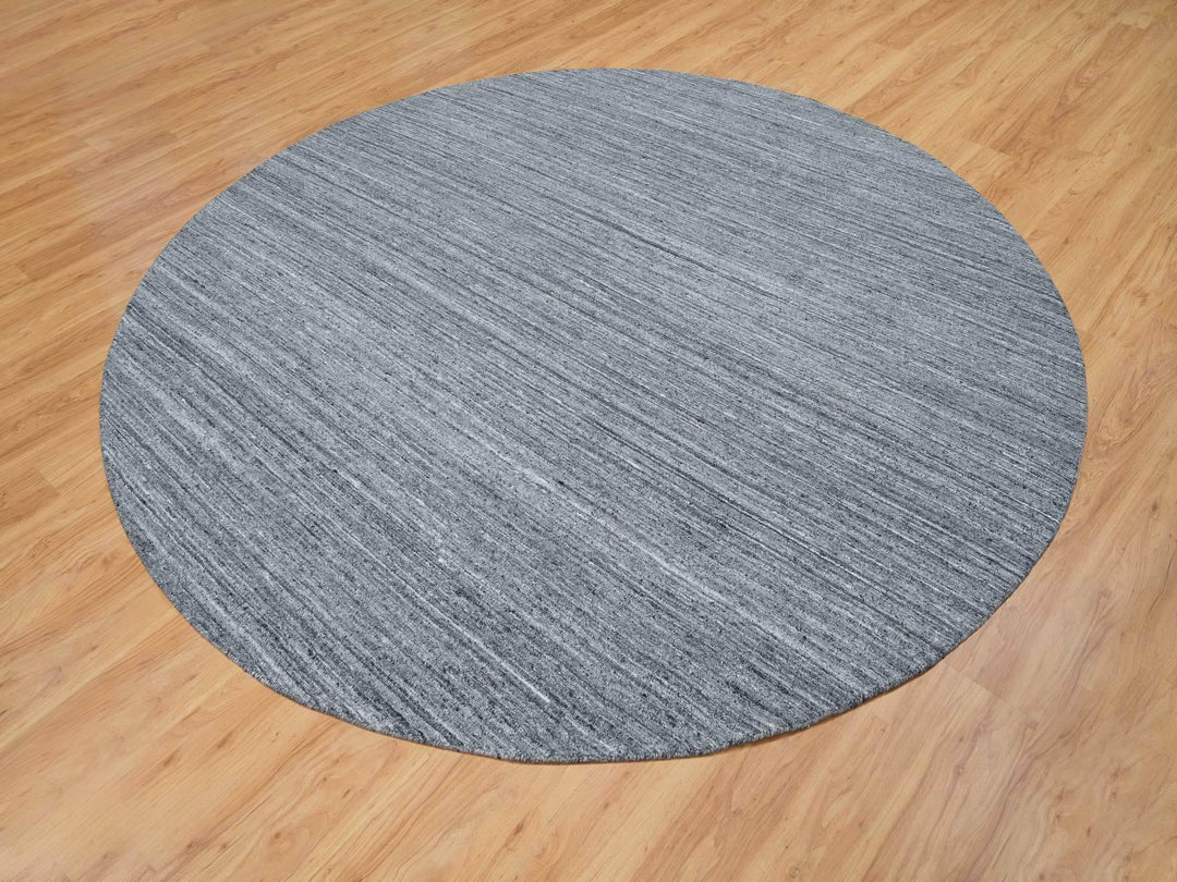 12'0" x 12'0" New Hand Loomed Grey Wool Round Oriental Rug - MOA10265417