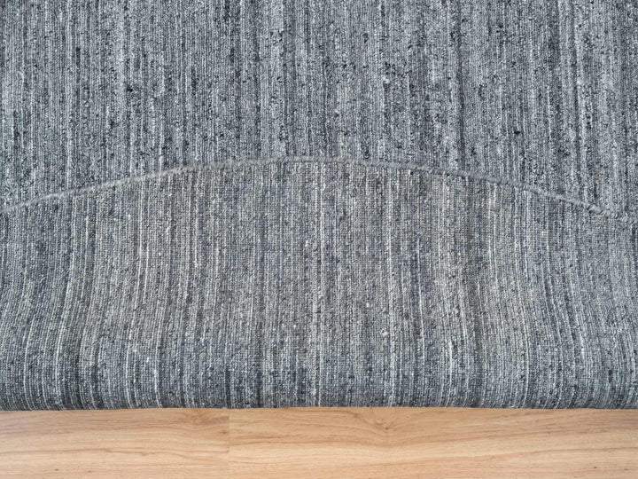 12'0" x 12'0" New Hand Loomed Grey Wool Round Oriental Rug - MOA10265417