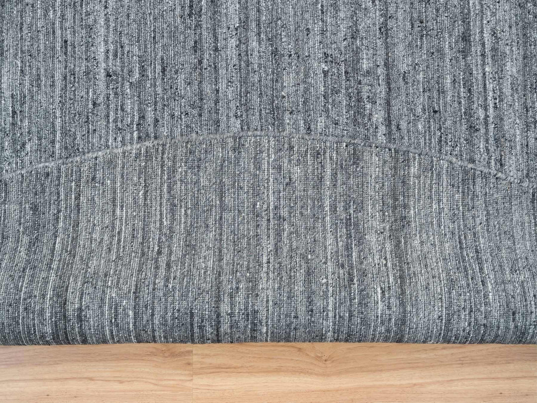 12'0" x 12'0" New Hand Loomed Grey Wool Round Oriental Rug - MOA10265417