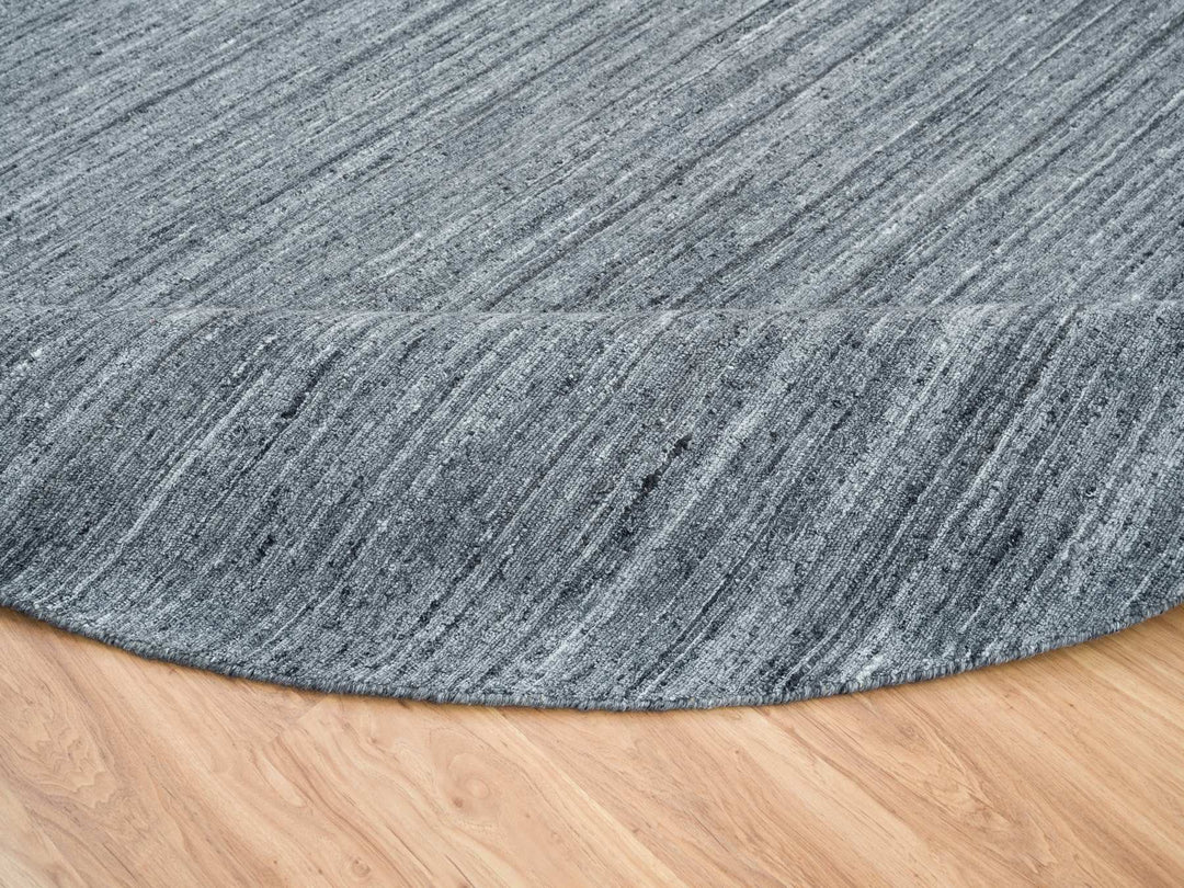 12'0" x 12'0" New Hand Loomed Grey Wool Round Oriental Rug - MOA10265417