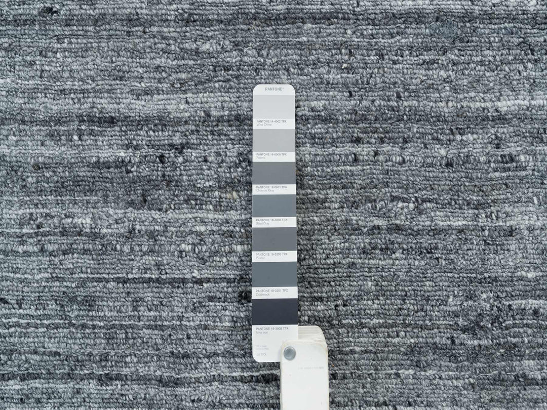 12'0" x 12'0" New Hand Loomed Grey Wool Round Oriental Rug - MOA10265417