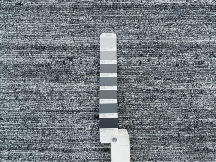 12'0" x 12'0" New Hand Loomed Grey Wool Round Oriental Rug - MOA10265417