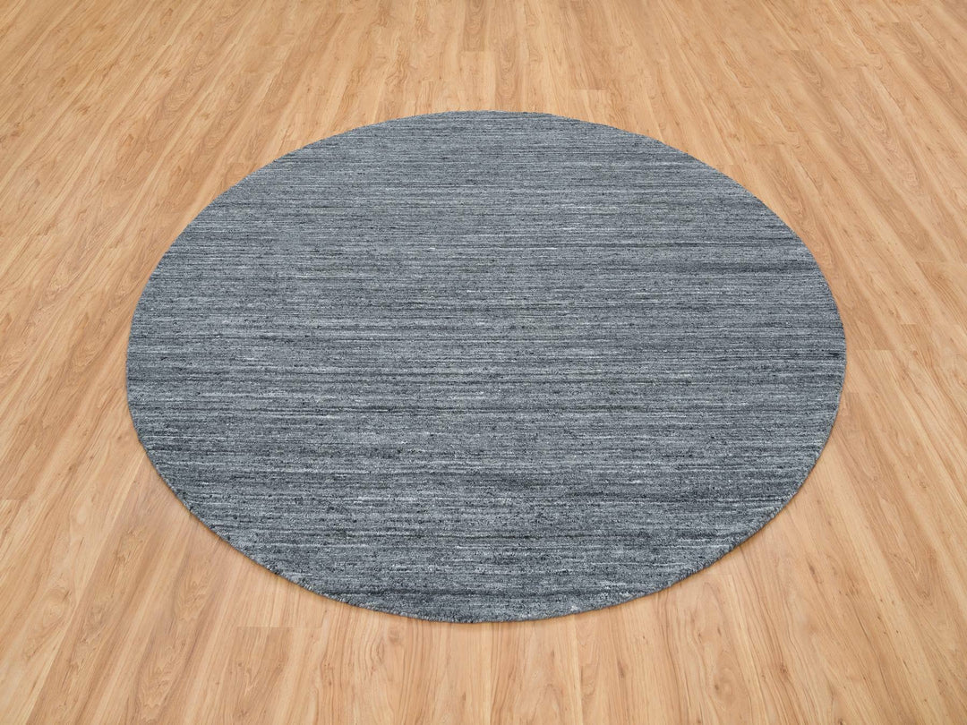 8'0" x 8'0" New Hand Loomed Grey Wool Round Oriental Rug - MOA10265420