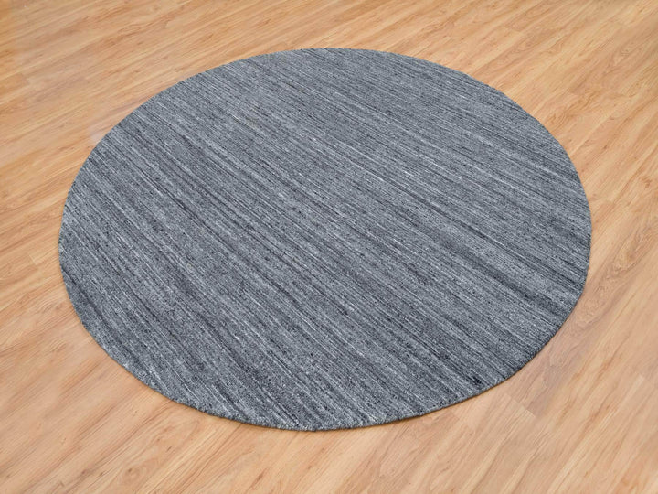 8'0" x 8'0" New Hand Loomed Grey Wool Round Oriental Rug - MOA10265420