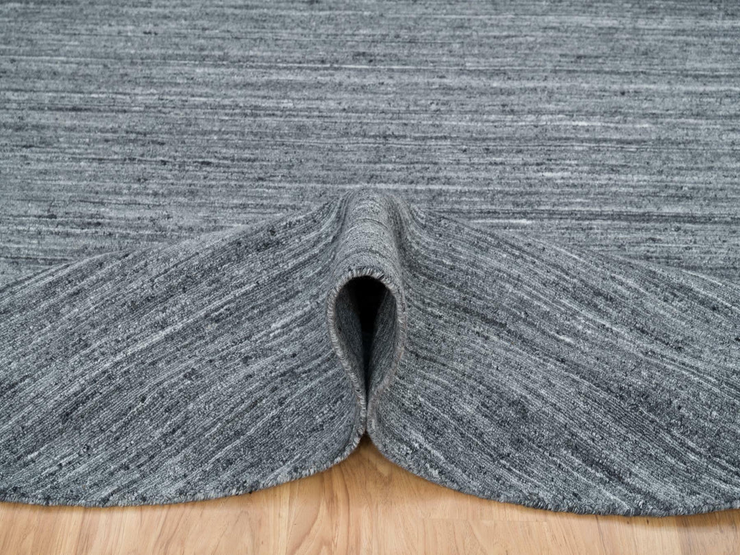 8'0" x 8'0" New Hand Loomed Grey Wool Round Oriental Rug - MOA10265420